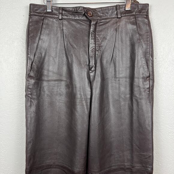 Neiman Marcus Dark Brown Leather Trousers - Picture 2 of 5
